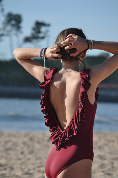 Bañador Volante Burdeos