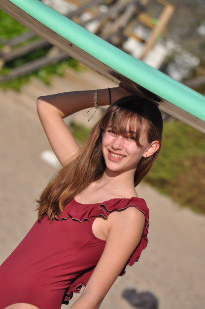 Bañador Volante Burdeos